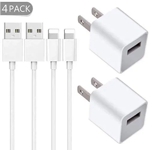 iPhone Wall Charger, [Apple MFi Certified] Lightning to USB Cable 2 Pack 3FT Fast Charging Data Sync Transfer Cord with 2 Pack USB Charger Travel Plug Compatible with iPhone 11/11 Pro/XS/XR/X 8 7/iPad