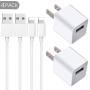 iPhone Wall Charger, [Apple MFi Certified] Lightning to USB Cable 2 Pack 3FT Fast Charging Data Sync Transfer Cord with 2 Pack USB Charger Travel Plug Compatible with iPhone 11/11 Pro/XS/XR/X 8 7/iPad