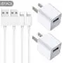 iPhone Wall Charger, [Apple MFi Certified] Lightning to USB Cable 2 Pack 3FT Fast Charging Data Sync Transfer Cord with 2 Pack USB Charger Travel Plug Compatible with iPhone 11/11 Pro/XS/XR/X 8 7/iPad