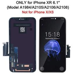 BeeFix Fit iPhone XR Screen Replacement(6.1 Inch),LCD Touch Digitizer Replacement Display Complete Repair Kits for A1984, A2105, A2106, A2108, with Waterproof Frame Adhesive Sticker + Tempered Glass