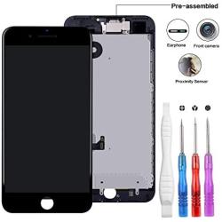 for iPhone 8 Plus Screen Replacement 5.5 inch, LCD 3D Touch Display Digitizer with Proximity Sensor + Front Facing Camera + Earpiece Speaker + Metal Back Plat + Tools Kit (iPhone 8plus Black)