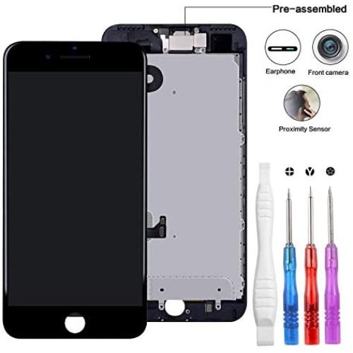 for iPhone 8 Plus Screen Replacement 5.5 inch, LCD 3D Touch Display Digitizer with Proximity Sensor + Front Facing Camera + Earpiece Speaker + Metal Back Plat + Tools Kit (iPhone 8plus Black)