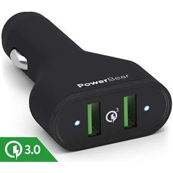 PowerBear Car Charger [45W] Ultra Fast Dual QC 3.0 for iPhone & Android