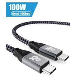 USB C to USB C 3.1 Gen 2 Cable (10 Gbps-3.3Ft) USB C Video Cable, ANDNOVA USB Type C PD 100W 5A Fast Charging Compatible with MacBook Air Pro SSD, 4k 60Hz 2k 165Hz 144Hz 120Hz Display Monitor