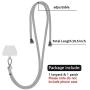 SS Crossbody Phone Lanyard,Cell Phone Lanyard Tether Lasso Patch with Adjustable Neck Strap Ｃompatible with Any Cell Phone iPhone Smartphones - Grey