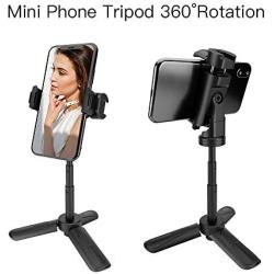 Phone Tripod, MOUNTDOG Mini Portable Camera Stand Holder, Extendable Tabletop Desktop Tripod Legs Compatible with iPhone/Camera/Samsung/Smartphone/Webcam, 360° Rotation, Black