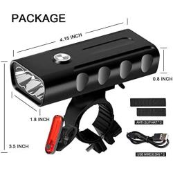 3 LED 1000 Lumen Bicycle Headlight USB Rechargeable Built in Battery Bike Light with Charging Function - Free LED Taillight Waterproof Accessories Aluminum Alloy Cycling Light Safety Flashlight