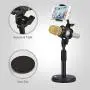 Desktop Microphone Stand with Cell Phone Holder, Adjustable Tabletop mic Stand with Shock Mount and Round Base for Recording Podcasting and Live Streaming. Desktop Microphone Stand with Cell Phone Holder, Adjustable Tabletop mic Stand with Shock Mount and Round Base for Recording Podcasting and Live Streaming.