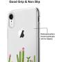 Unov Case Clear with Design Slim Protective Soft TPU Bumper Embossed Pattern [Support Wireless Charging] Cover for iPhone XR 6.1 Inch(Cactus Succulents)