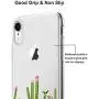 Unov Case Clear with Design Slim Protective Soft TPU Bumper Embossed Pattern [Support Wireless Charging] Cover for iPhone XR 6.1 Inch(Cactus Succulents)