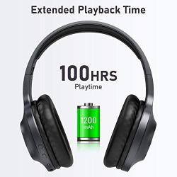 LETSCOM Bluetooth Headphones, 100 Hours Playtime Bluetooth 5.0 Headphones Over Ear with Deep Bass, Hi-Fi Sound and Soft Earpads, Built-in Mic, Wired/Wireless Headset for Home Office-Gray