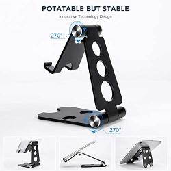 Phone Stand Holder,Full Foldable Phone Holder for Desk,Cell Phone Stand Adjustable Desktop Phone Holder Cradle Compatible with iPhone 11 Pro Max,iPad Mini,Tablets (7-10"), All Phones (Black)