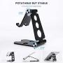 Phone Stand Holder,Full Foldable Phone Holder for Desk,Cell Phone Stand Adjustable Desktop Phone Holder Cradle Compatible with iPhone 11 Pro Max,iPad Mini,Tablets (7-10"), All Phones (Black)