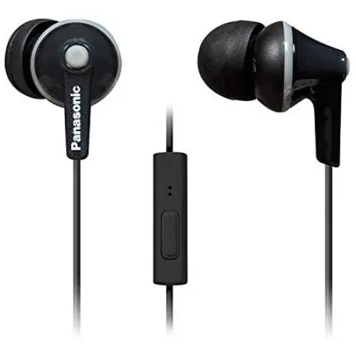 Panasonic ErgoFit Earbud Headphones with Microphone and Call Controller Compatible with iPhone, Android and Blackberry - RP-TCM125-K - In-Ear (Black), Earpads S/M/L Panasonic ErgoFit Earbud Headphones with Microphone and Call Controller Compatible with iPhone, Android and Blackberry - RP-TCM125-K - In-Ear (Black), Earpads S/M/L