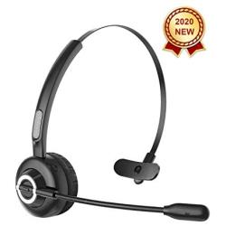 Bluetooth Headset, Newest V5.0 Sanfant Trucker Bluetooth Headset with Mic Noise Canceling & Flexible, 18-hrs Talk Time Office Wireless Headset, On-Ear Car Headset for Cell Phone/PC/Office/Car(Black)