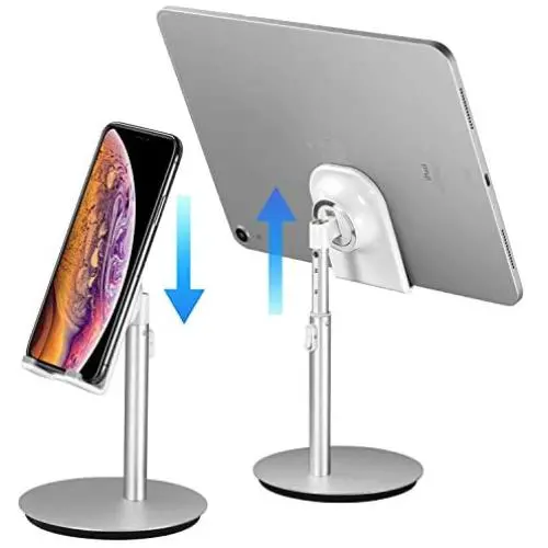 Cell Phone Stand, Tablet Holder, SAIJI Height Adjustable Aluminum Mount Dock, Compatible with iPhone Samsung Cell Phone, Tablet, iPad, Nintendo Switch, Kindle, Up to 10 Inch Screen (Sliver) … Cell Phone Stand, Tablet Holder, SAIJI Height Adjustable Aluminum Mount Dock, Compatible with iPhone Samsung Cell Phone, Tablet, iPad, Nintendo Switch, Kindle, Up to 10 Inch Screen (Sliver) …