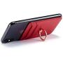 TOPWOOZU Phone Card Holder with Ring Grip for Back of Phone,Adhesive Stick-on Credit Card Wallet Pocket for iPhone,Android and Smartphones (Red)