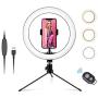 Selfie Ring Light with Stand and Phone Holder,10.2" Desktop Dimmable LED Circle Lights with Tripod, Bluetooth Remote Shutter Ringlight for Live Stream/Makeup/Reels/Likee/YouTube Video/Photography/Vlog
