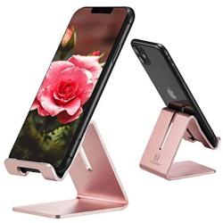 Cell Phone Stand Holder - ToBeoneer Aluminum Desktop Solid Portable Universal Desk Stand Compatible with All Mobile Smart Phone Huawei iPhone X 8 7 6 Plus 5 Ipad Mini Tablet Office Decor (Rose Gold)