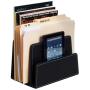 MobileVision Multi Device Stand & Organizer for Smartphones, Tablets and Laptops, Black PU Executive Leather, 5 Slots