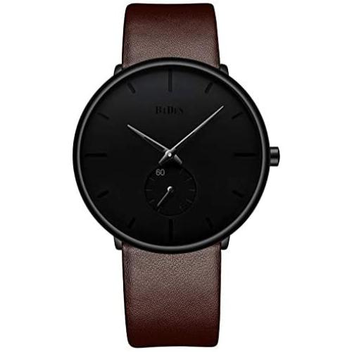 Mens Watches Minimalist Ultra Thin Waterproof Fashion Dressy Wrist Watch for Men Business Casual Luxury Quartz Analog Watch