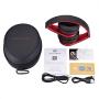 PowerLocus Wireless Bluetooth Over-Ear Stereo Foldable Headphones, Wired Headsets with Built-in Microphone for iPhone, Samsung, LG, iPad (Black/Red)