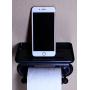 McLee Creations Wonder Shelf - Small Plastic Self Adhesive Bathroom Wall Mount Shelf - Fits Over Toilet Paper Holder - Designed for Smartphone and Flushable Baby Wipes (1, Black)