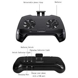 Mobile Game Controller with Radiator/Mobile Phone Holder/Cellphone Clamp/Clip Compatible for PUBG 5-in-1 Gamepad Shoot and Aim Trigger Phone Cooling Pad Power Bank for Android & iOS