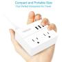 TESSAN Portable 2 Outlet Small Travel Power Strip with 3 USB Ports -Desktop Charging Station 5 Foot Extension Cord- Non Surge Protection Cruise Ship Approved -White