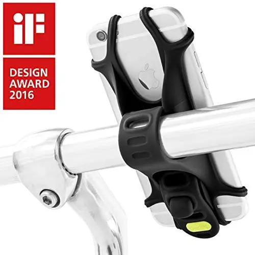 Bone Universal Bike Phone Mount, Bicycle Handlebar Stroller Cell Phone Holder for iPhone 8 7 6s Plus 5 SE Samsung Galaxy S8 S7 Note 6, 4 to 6 Inch Smartphone, Bike Tie Series - Black