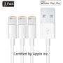 3Pack Apple Charger Cable [Apple MFi Certified] Lightning to USB Cable Original Certified Compatible iPhone X/8/7/6s/6/plus/5s/5c/SE,iPad Pro/Air/Mini,iPod Touch(1M/3.3FT)