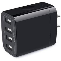 Wall Charger, USB Charger Adapter, Ailkin 4.8A 4Multi Port Fast Charging Station Power Base Block Plug Cube Brick for Phone 11Pro Max/XR/XS MAX/8/7 Plus, Samsung A10e/Note 10+/S10 Kindle Fire USB Plug