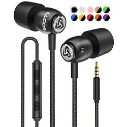 LUDOS Clamor Wired Earbuds in Ear Headphones with Microphone, Earphones with Mic and Volume Control, Memory Foam, Reinforced Cable, Bass Compatible with iPhone, Apple, iPad, Computer, Laptop, PC