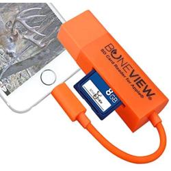 BoneView SD Card Reader for iPhone - Trail Camera Viewer Reads Memory Chip from Any Deer Hunting Scouting Game Camera, Plays Video & Photos on All Apple iOS iPad and iPhone Smartphones