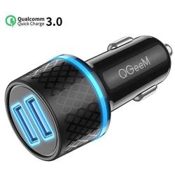 USB Car Charger,QGeeM 36W Dual USB Fast Car Charger Adapter Compatible with iPhone,iPad Pro,LG,Nexus,HTC,Dual USB Quick Charge Car Charger Adapter