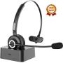 Bluetooth Headset with microphone,[2020]Sanfant V5.0 Trucker Bluetooth Headset with Mic Noise Canceling, 18hr Talk Time & Extra 200hr Power by Charge Base, Car Wireless Headset for Cell Phone/PC/Skype