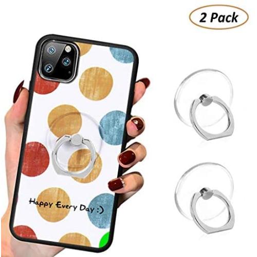 Transparent Phone Ring Cell Phone Ring Holder 360 Degree Rotation Round Finger Ring Stand Kickstand Compatible Most of Smartphones Set of 2 (Silver)