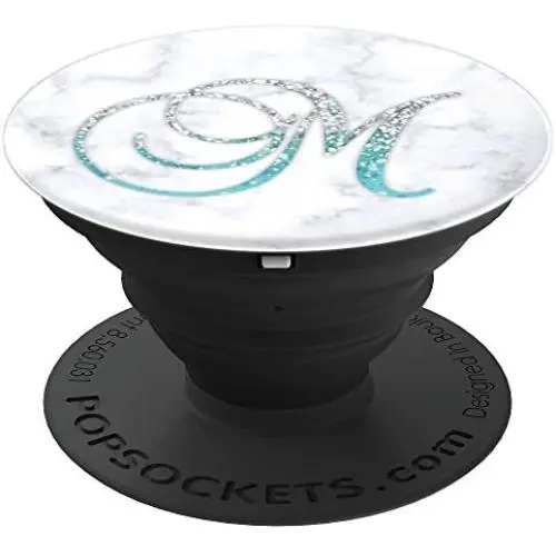 Light Blue Initial Letter M On White Marbled Design PopSockets Grip and Stand for Phones and Tablets Light Blue Initial Letter M On White Marbled Design PopSockets Grip and Stand for Phones and Tablets