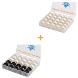 Simthread Size A SA156 Prewound Bobbin Thread with Storage Plastic Box Bundle | White+Black Colors & 25pcs White Color