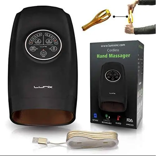 Lunix Cordless Electric Hand Massager w/Compression - 6 Levels Pressure Point Therapy Massager for Arthritis, Pain Relief, Carpal Tunnel and Finger Numbness - Shiatsu Massage Machine with Heat -Black Lunix Cordless Electric Hand Massager w/Compression - 6 Levels Pressure Point Therapy Massager for Arthritis, Pain Relief, Carpal Tunnel and Finger Numbness - Shiatsu Massage Machine with Heat -Black
