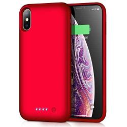 Trswyop Battery Case for iPhone Xs Max, 7800mAh Portable Charging Case for iPhone Xs Max Rechargeable External Battery Pack Extended Battery Protective Charger Case(6.5 inch)-Red