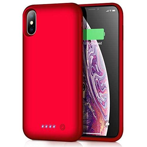 Trswyop Battery Case for iPhone Xs Max, 7800mAh Portable Charging Case for iPhone Xs Max Rechargeable External Battery Pack Extended Battery Protective Charger Case(6.5 inch)-Red