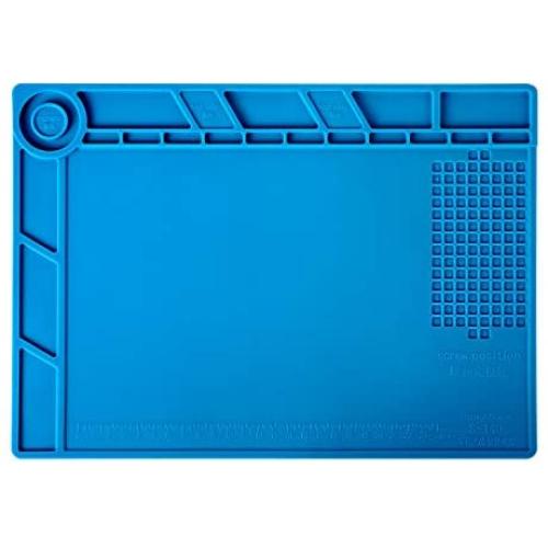 Kaisi S-140 Magnetic Insulation Silicone Soldering Mat Magnetic Repair Mat, Heat Resistant Work Mat 932°F for Repair Electronics, Phone, Soldering Iron, Gun, BGA, Workbench, Size: 13.8 x 9.8 inch