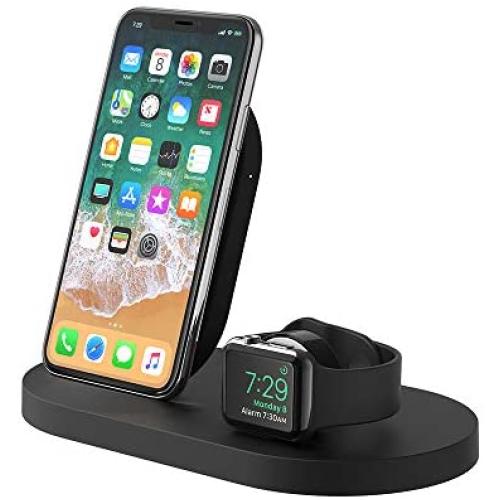 Belkin F8J235ttBLK Boost Up Wireless Charging Dock (Apple Charging Station for Iphone + Apple Watch + USB Port) Apple Watch Charging Stand, iPhone Charging Station, iPhone Charging Dock (Black)