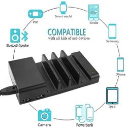 Charging Station,Thopeb 4 Port USB Charging Station Included 4 Short Mixed Cables - Compatible Ipad,iPhone,Samsung,Smartphone - Desktop Cell Phone Charge Stand & Multiple USB Charger Docking Organizer