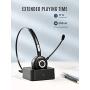 Mpow TH1 Trucker Bluetooth Headsets,Single Ear Wireless Headphones with Noise Canceling Microphone for Cell Phone PC Call Center, On Ear Design with Charging Base/17 Hours Talking Time