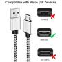 Android Micro USB Charger Cable 2Pack 6FT Fast Charging Cord for Kindle Fire HD HDX Tablets 7 8 Samsung Galaxy S5 S6 S7 Edge J3 J7 Prime Crown Extra Long Nylon Phone Cables White