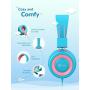 iClever Kids Headphones - Wired Headphones Kids, Adjustable Headband, Stereo Sound, Foldable, Untangled Wires, 3.5mm Aux Jack, 94dB Volume Limited - Childrens Headphones on Ear, Blue (Blue,Pink)