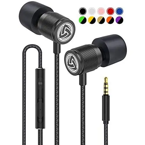 Wired Earbuds - LUDOS Ultra in Ear Headphones with Microphone, Earphones with Mic and Volume Control, Memory Foam, Reinforced Cable, Bass Compatible with iPhone, Apple, iPad, Computer, Laptop, PC