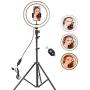 10" Ring Light with Adjustable Tripod Stand & Phone Holder 360° Rotation Angle 3 Light Modes 10 Brightness Level for Live Stream,Makeup,YouTube Video, Streaming, Selfie Photography